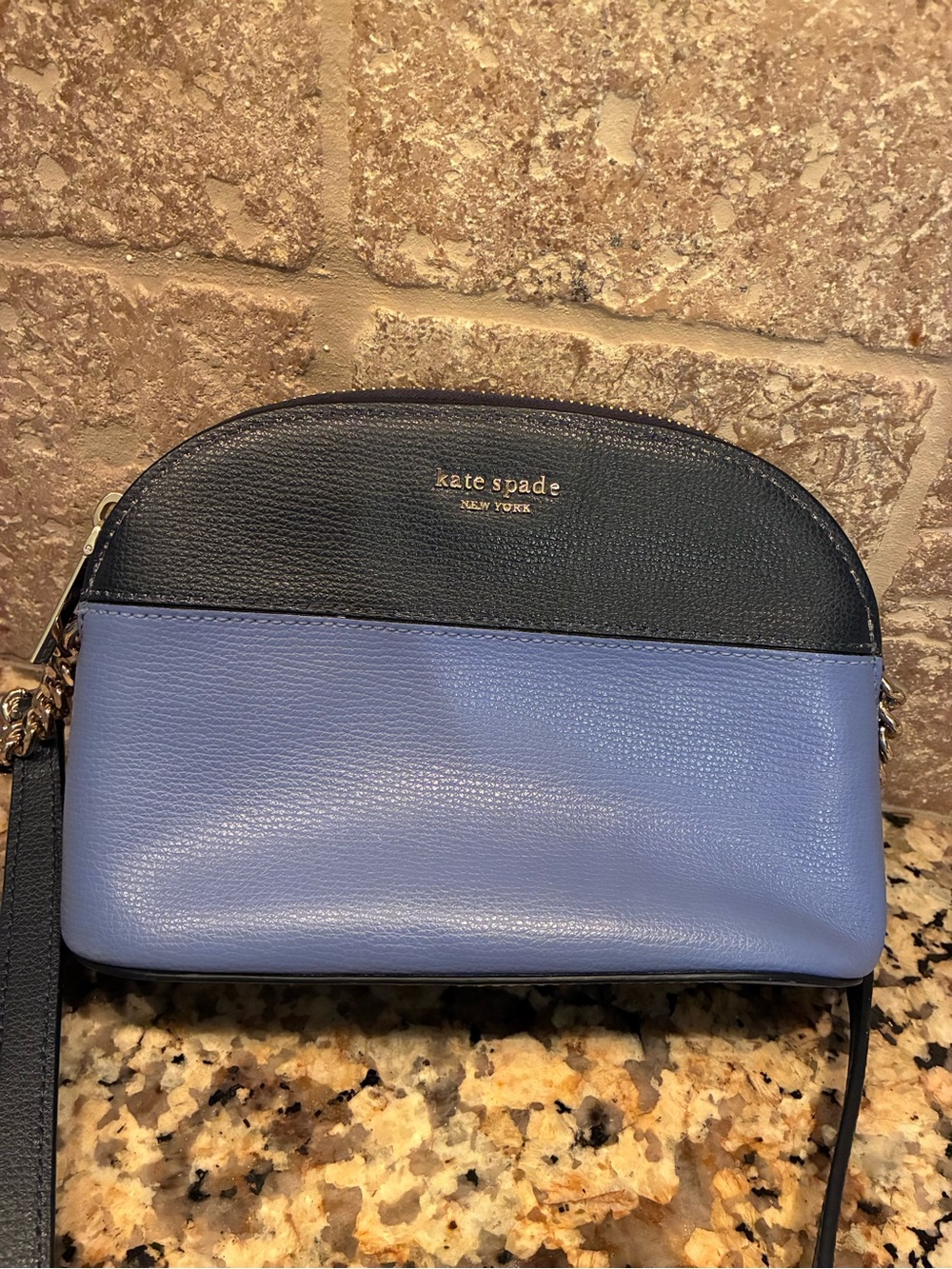 kate spade Sylvia Small Two-Tone Blue Dome Crossbody with Gold Chain - Picture 3 of 7